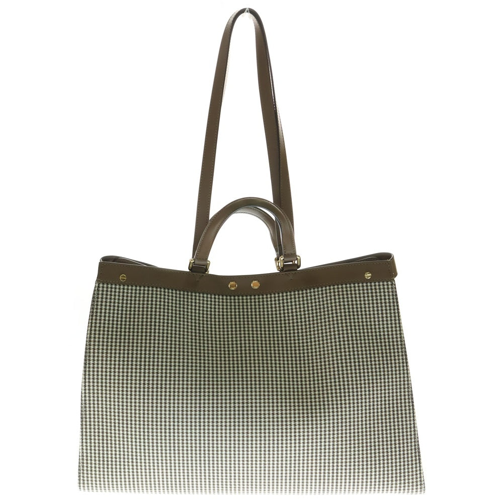 FENDI(フェンディ) ピーカブー エックストート ミディアム 2WAY レザー切替キャンバストートバッグ ハンドバッグ ブラウン レディース 8BH374