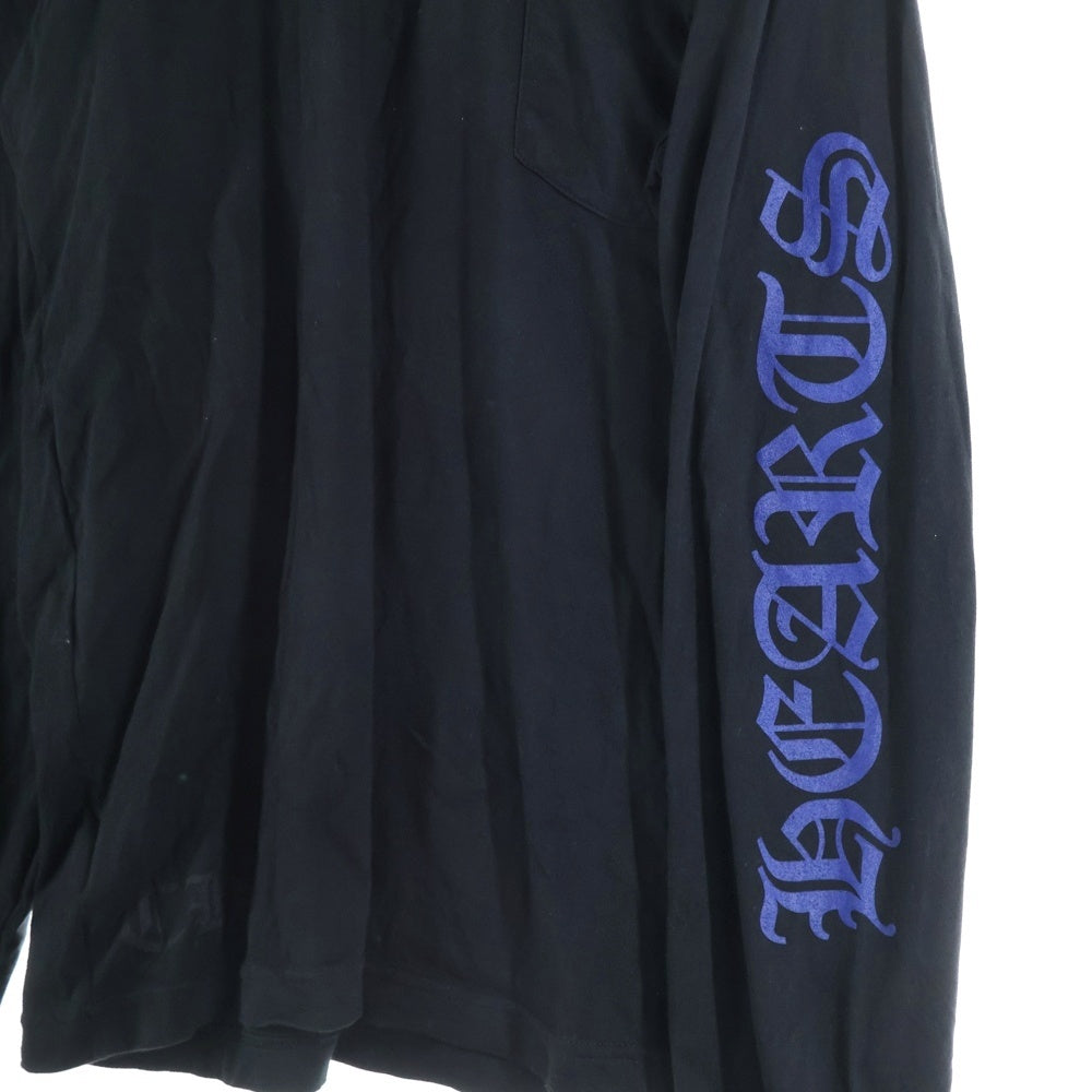 CHROME HEARTS(クロムハーツ) Neck Logo L/S Tee ネックロゴプリント ロングスリーブ 長袖Tシャツ カットソー ブラック/ブルー