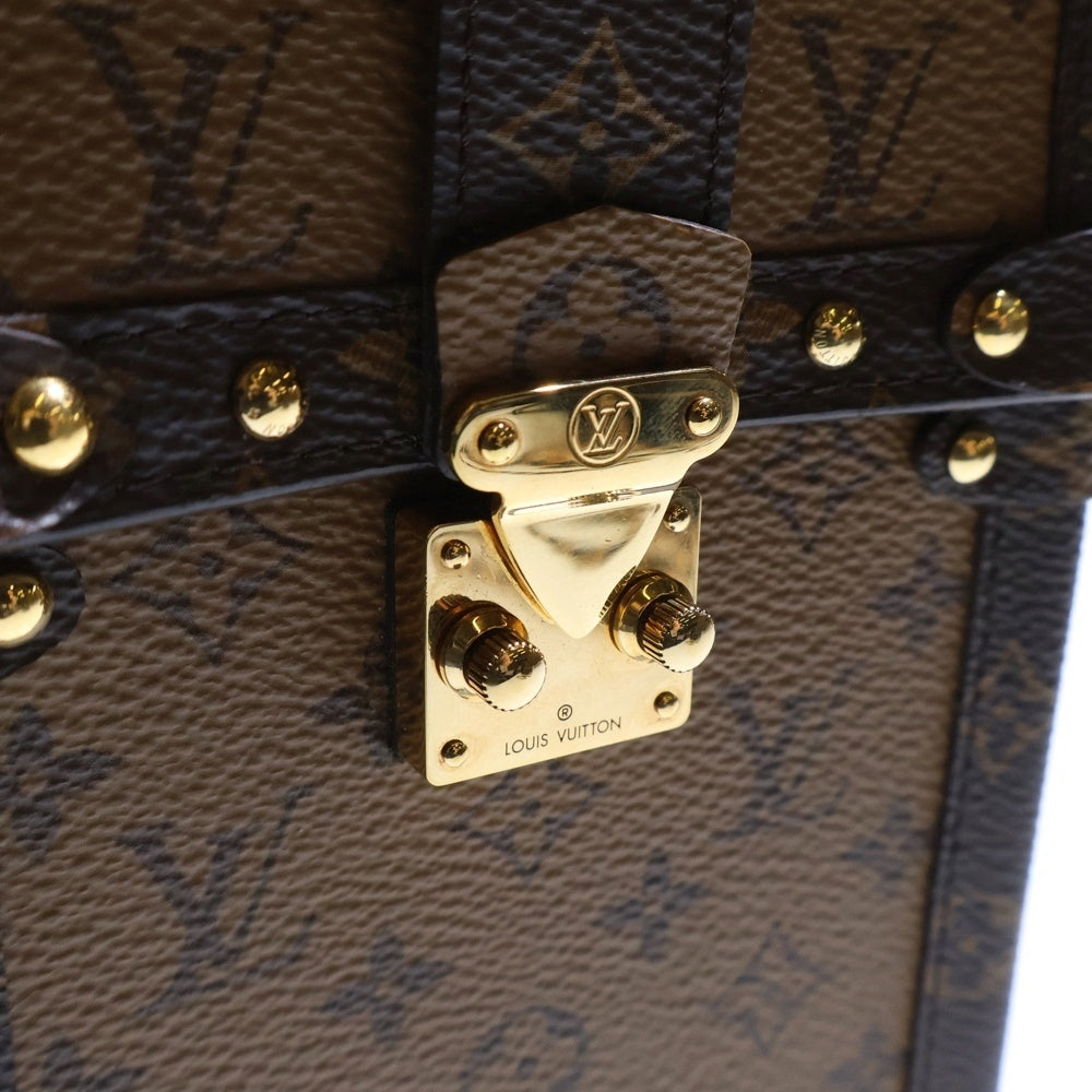 LOUIS VUITTON(ルイヴィトン) モノグラム リバース ポシェット トランク ヴェルティカル ショルダーバッグ ミニバッグ ブラウン ゴールド金具 M67873