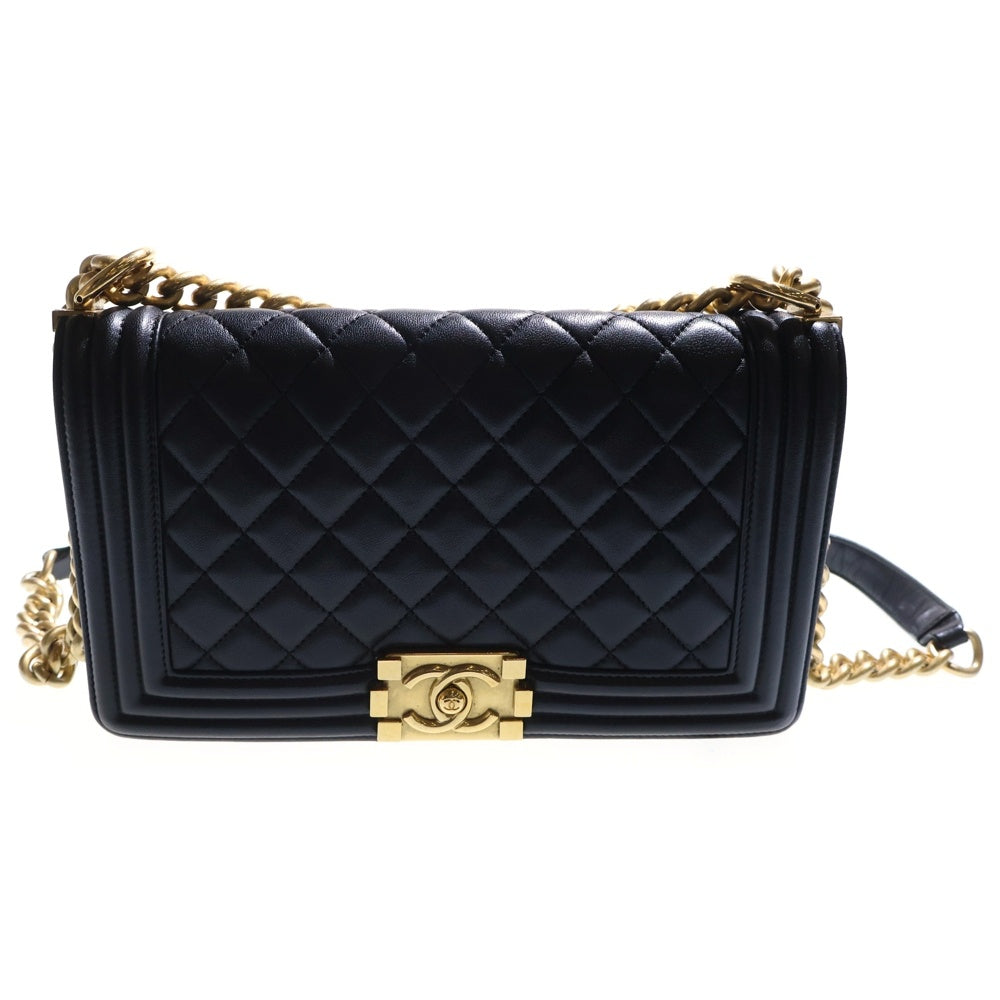 CHANEL(シャネル) ボーイシャネル25 ショルダーバッグ チェーンバッグ ハンドバッグ ブラック ゴールド金具 ラムスキン