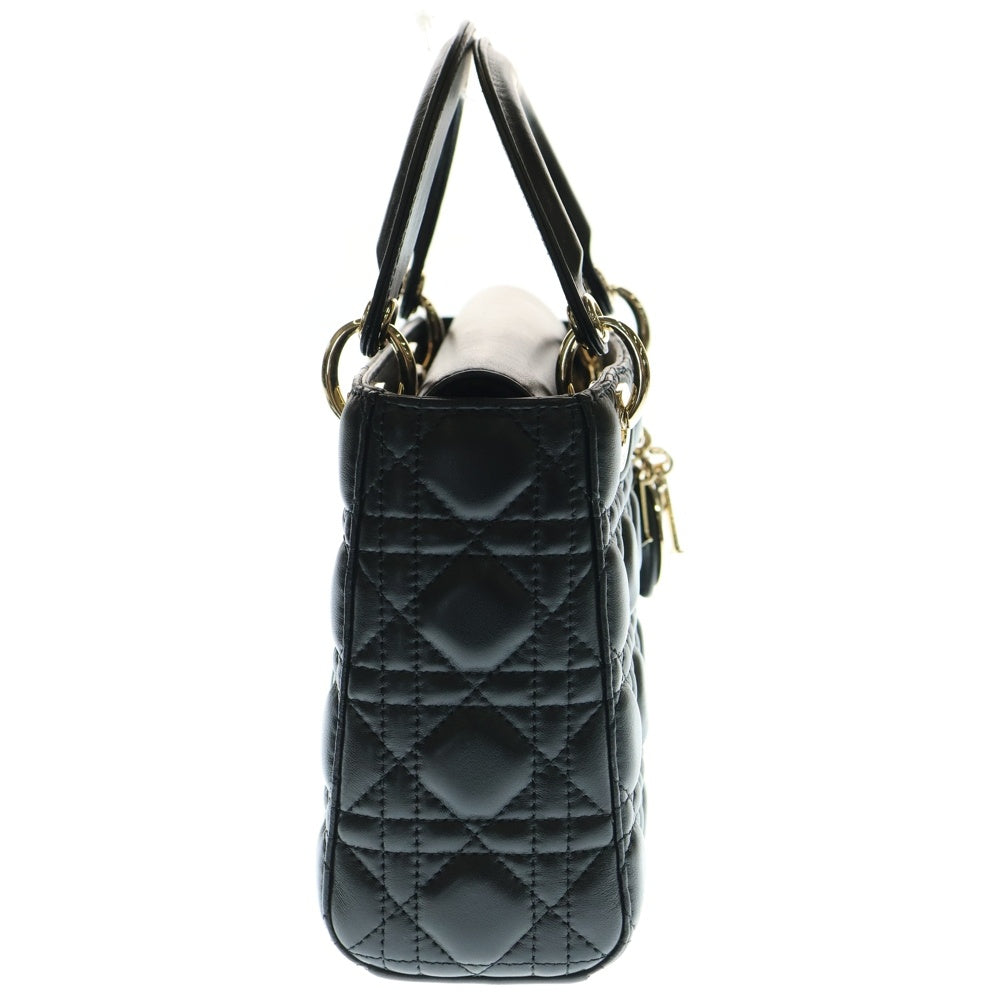Christian Dior(クリスチャンディオール) Lady Dior My ABCDior レディディオール マイ ABCディオール スモール カナージュ ラムスキン レザー 2WAY ハンド ショルダーバッグ ゴールド金具 ブラック