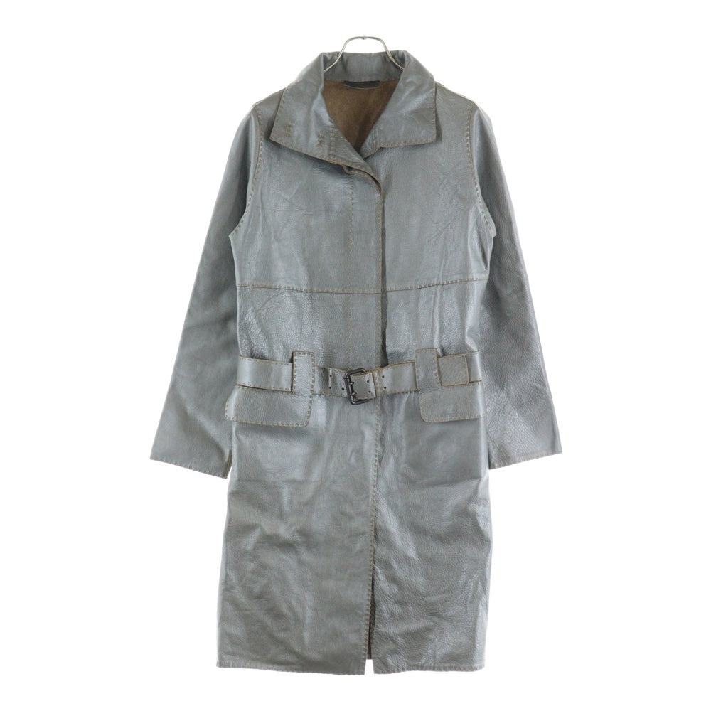 FENDI(フェンディ) メタリックレザー ステッチデザイン スタンドカラー