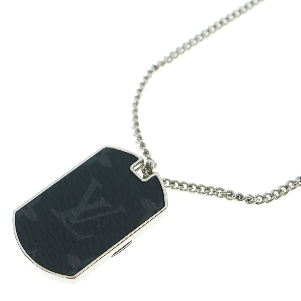 LOUIS VUITTON(ルイヴィトン) モノグラム・エクリプス コリエ・プラーク ネックレス チェーン ペンダント シルバー×ブラック M63640