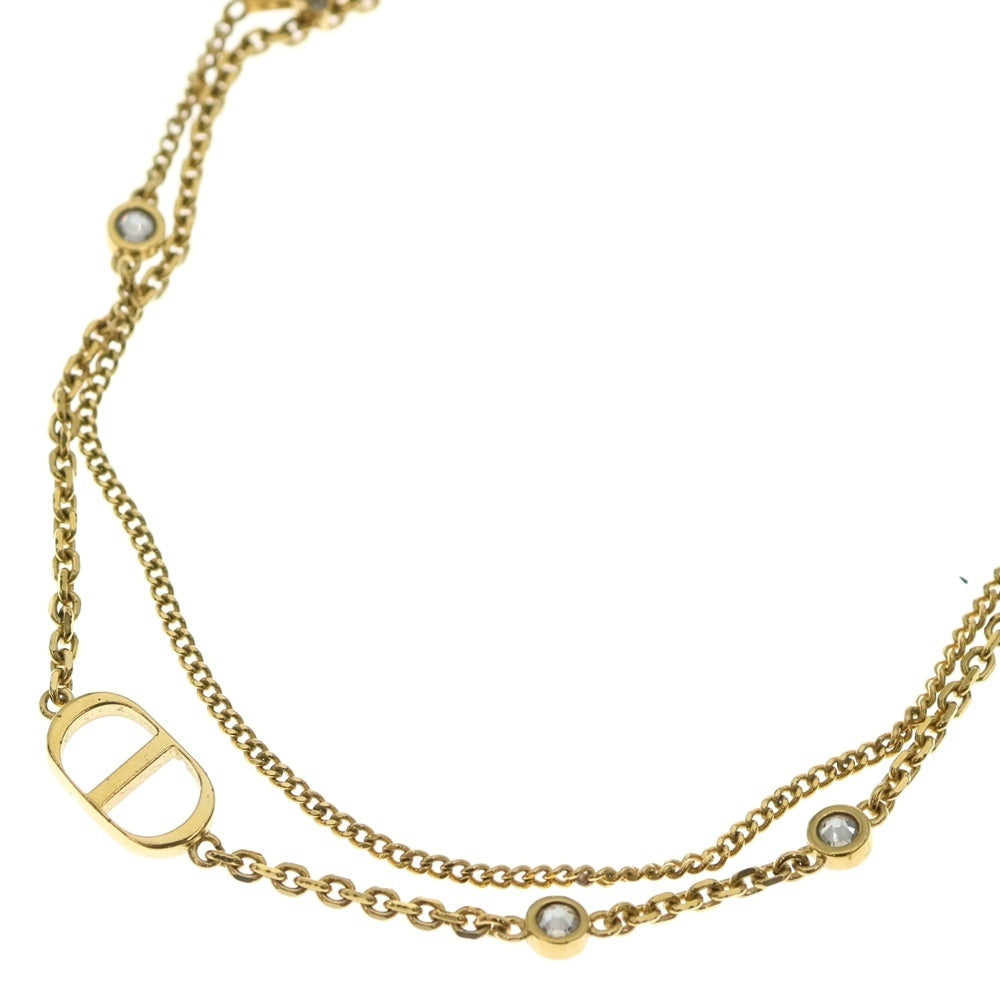 Christian Dior(クリスチャンディオール) CDロゴ ストーン スターモチーフ ロングネックレス ペンダント チェーン ゴールド GP