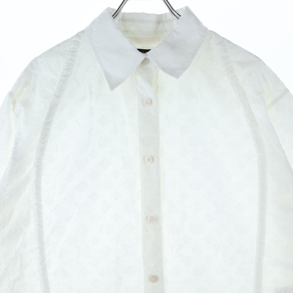 LOUIS VUITTON(ルイヴィトン) 25AW モノグラム 総柄 カットオフ ドローストリング ロングスリーブ 長袖シャツ ホワイト RW252WW AQV FTTP25