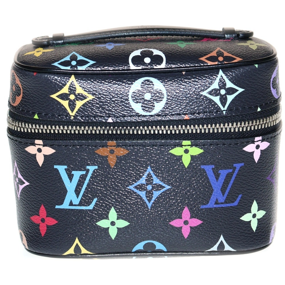 LOUIS VUITTON(ルイヴィトン) モノグラム マルチカラー ニース ミニ ハンドバッグ ポーチ ケース バニティ ブラックレザー×PVC シルバー金具 M13747