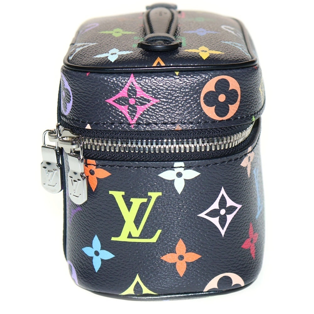 LOUIS VUITTON(ルイヴィトン) モノグラム マルチカラー ニース ミニ ハンドバッグ ポーチ ケース バニティ ブラックレザー×PVC シルバー金具 M13747