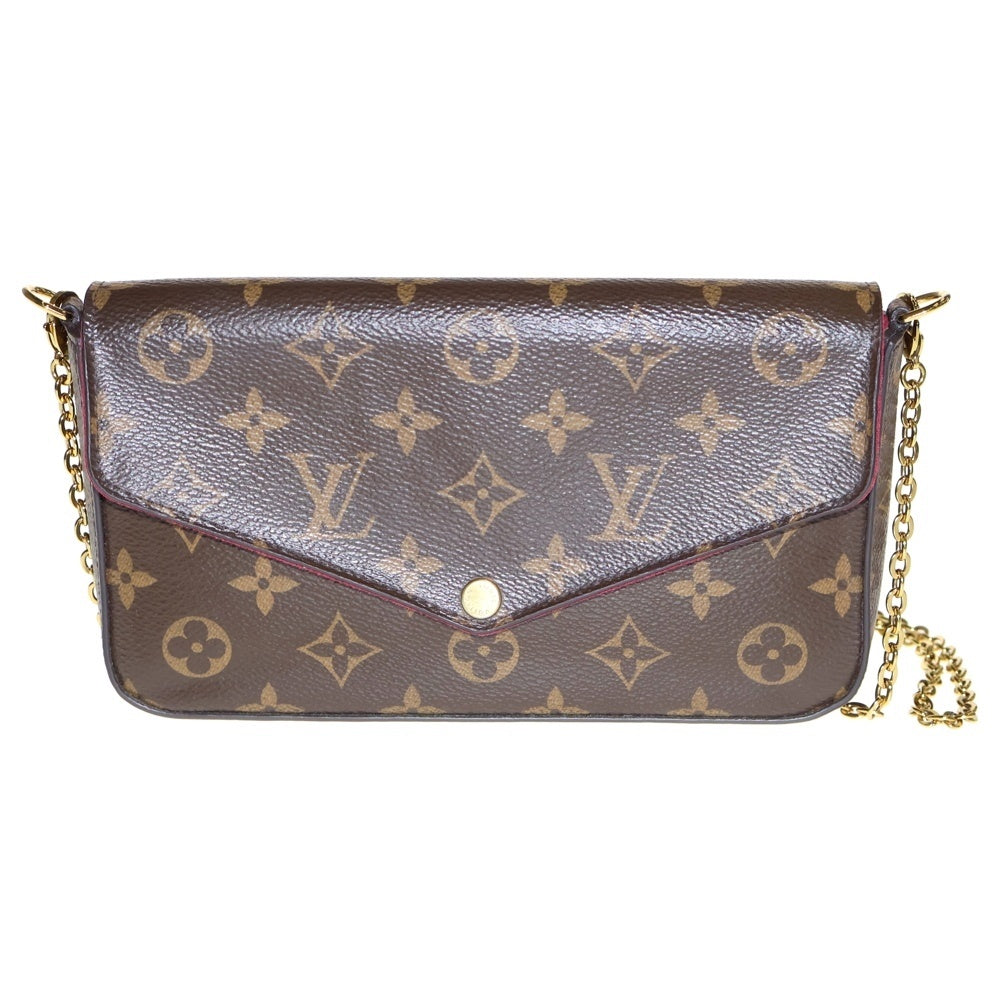 LOUIS VUITTON(ルイヴィトン) モノグラム ポシェットフェリシー ポーチ付レザーチェーンロングウォレット 長財布 ショルダーバッグ ブラウン M61276