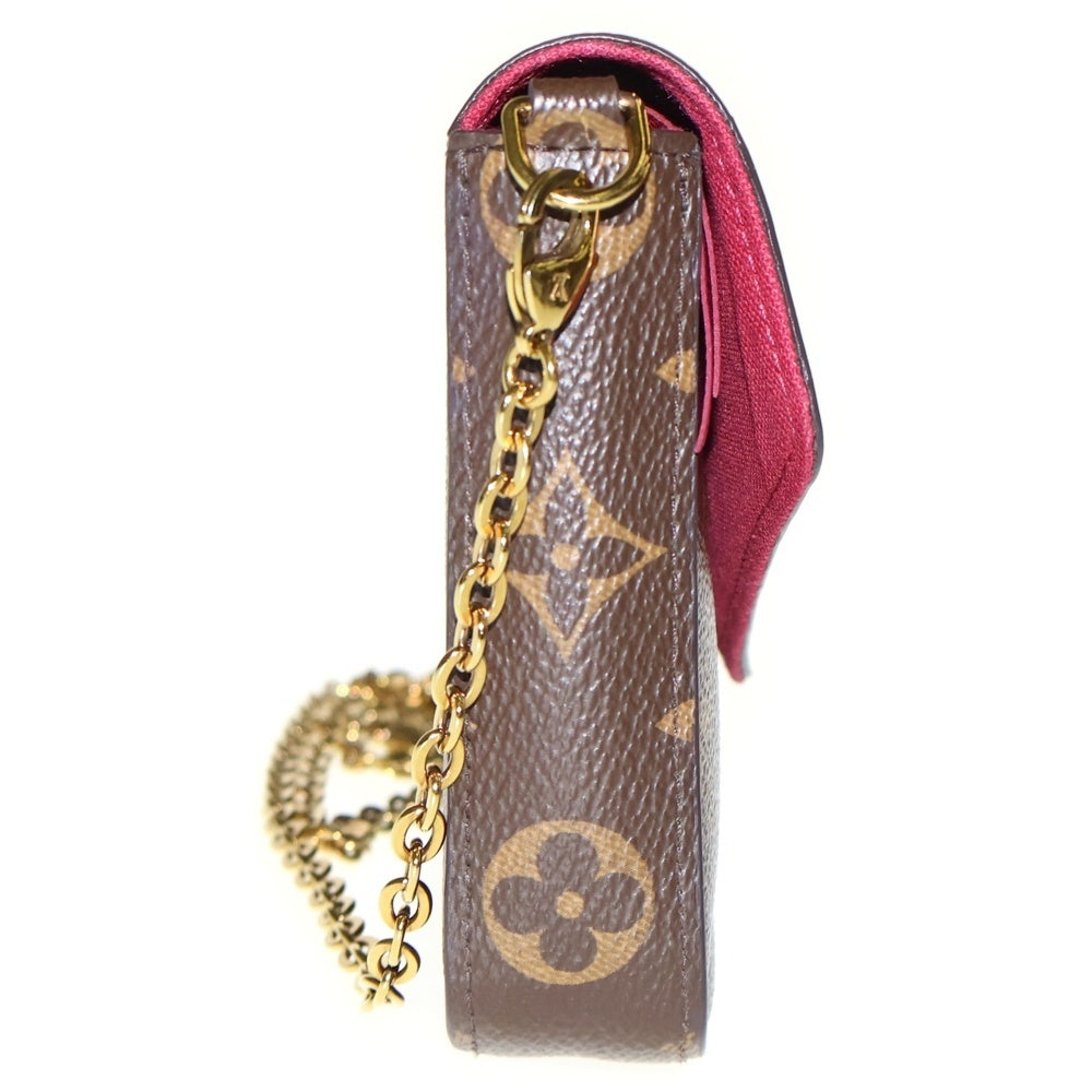 LOUIS VUITTON(ルイヴィトン) モノグラム ポシェットフェリシー ポーチ付レザーチェーンロングウォレット 長財布 ショルダーバッグ ブラウン M61276