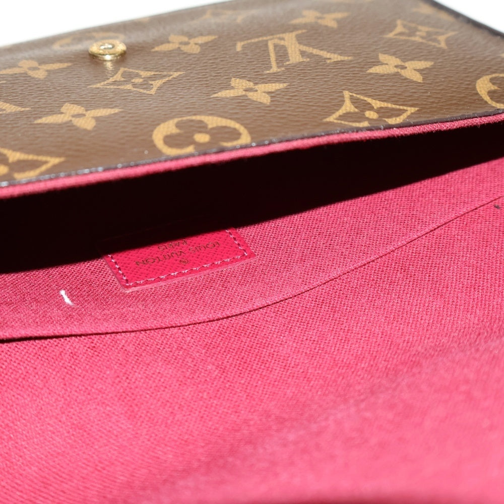 LOUIS VUITTON(ルイヴィトン) モノグラム ポシェットフェリシー ポーチ付レザーチェーンロングウォレット 長財布 ショルダーバッグ ブラウン M61276