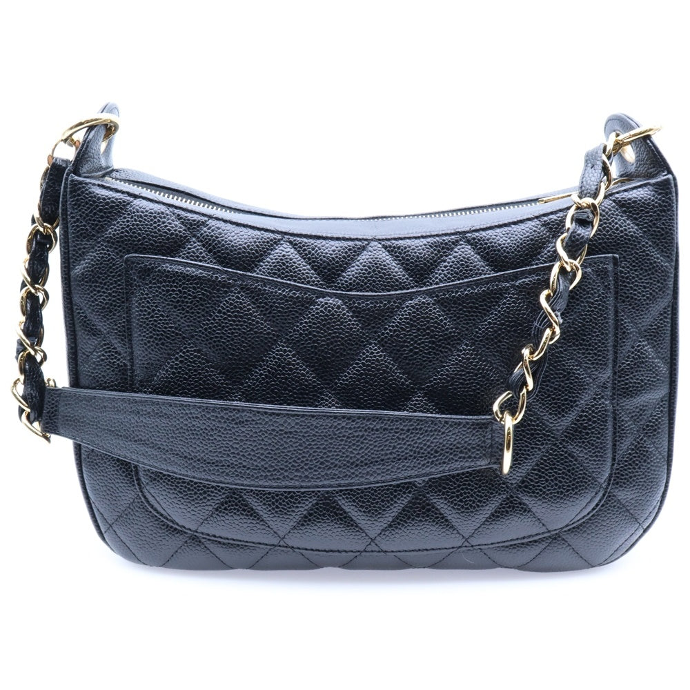 CHANEL(シャネル) マトラッセ ココマーク キャビアスキン レザー チェーン ワンショルダーバッグ ゴールド金具 ブラック 8番台 A20993