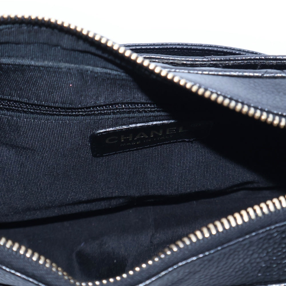 CHANEL(シャネル) マトラッセ ココマーク キャビアスキン レザー チェーン ワンショルダーバッグ ゴールド金具 ブラック 8番台 A20993