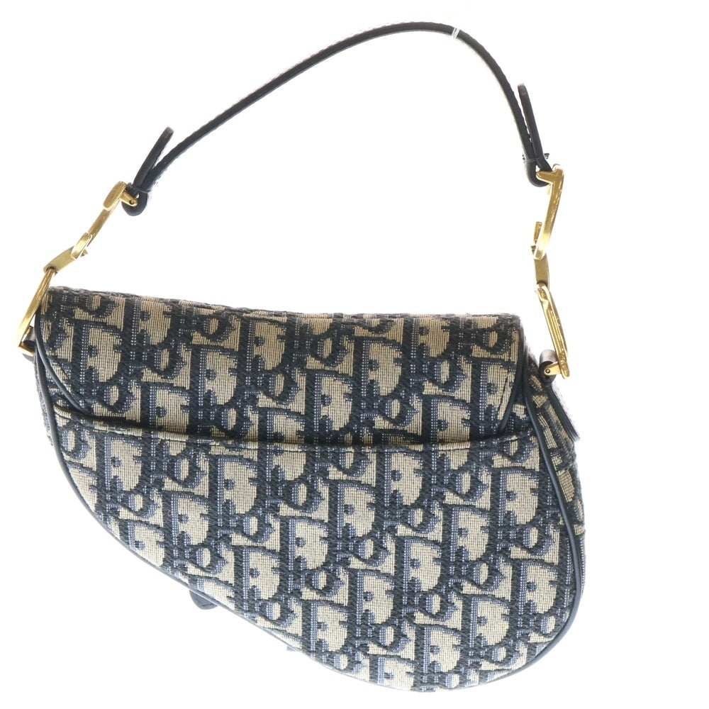 Christian Dior(クリスチャンディオール) オブリーク サドルバッグ ハンドバッグ ネイビー キャンバス ワンショルダーバッグ