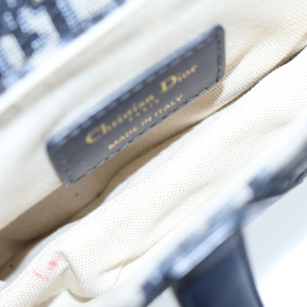 Christian Dior(クリスチャンディオール) オブリーク サドルバッグ ハンドバッグ ネイビー キャンバス ワンショルダーバッグ
