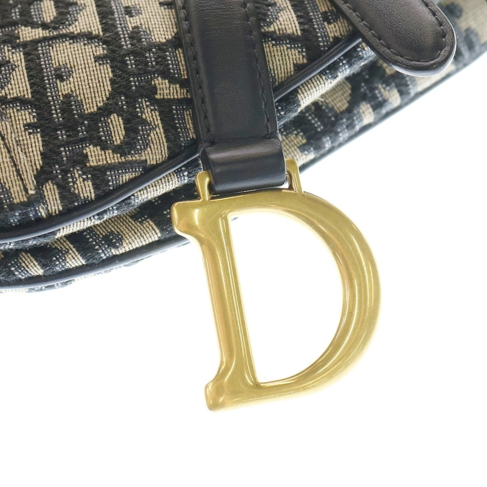 Christian Dior(クリスチャンディオール) オブリーク サドルバッグ ハンドバッグ ネイビー キャンバス ワンショルダーバッグ