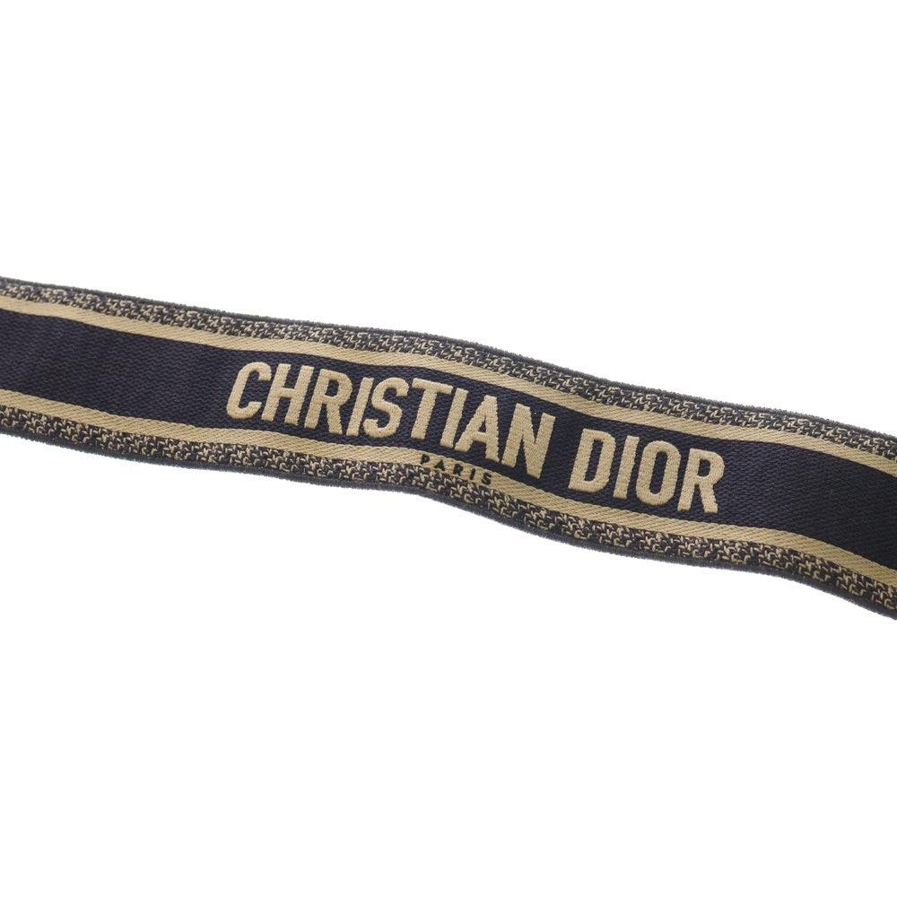 Christian Dior(クリスチャンディオール) エンブロイダリー ショルダーストラップ ネイビー キャンバス×レザー