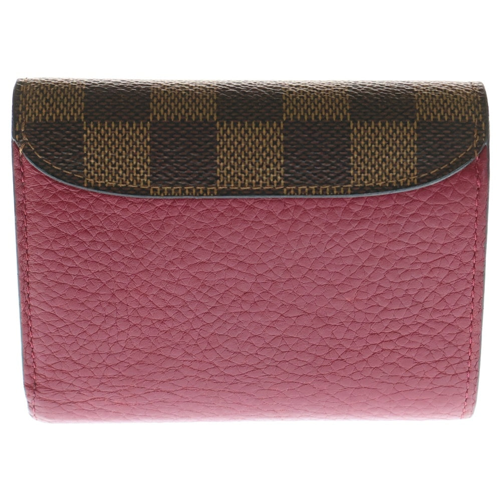 LOUIS VUITTON(ルイヴィトン) ダミエ ポルトフォイユ クロワゼットレザーコンパクトウォレット タッセル付三つ折り財布 ブラウン/ワインレッド N60216