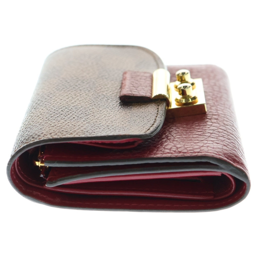 LOUIS VUITTON(ルイヴィトン) ダミエ ポルトフォイユ クロワゼットレザーコンパクトウォレット タッセル付三つ折り財布 ブラウン/ワインレッド N60216