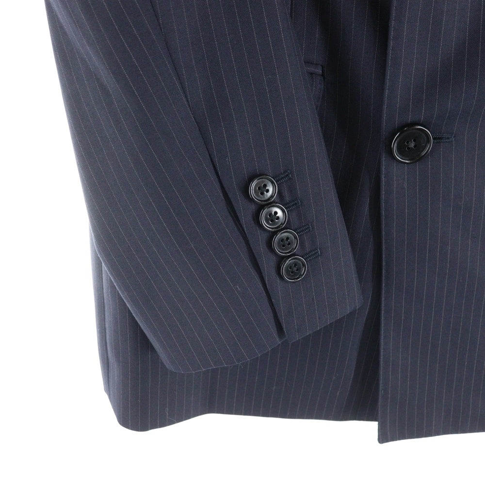 CELINE(セリーヌ) エディ期 ピンストライプ総柄 ウール ダブルブレスト ピークドラペル テーラードジャケット ネイビー 2V52F503R