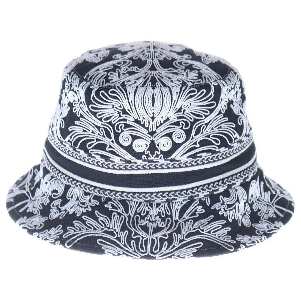 Christian Dior(クリスチャンディオール) エンブロイダリー バケットハット 帽子 ブラック×ホワイト
