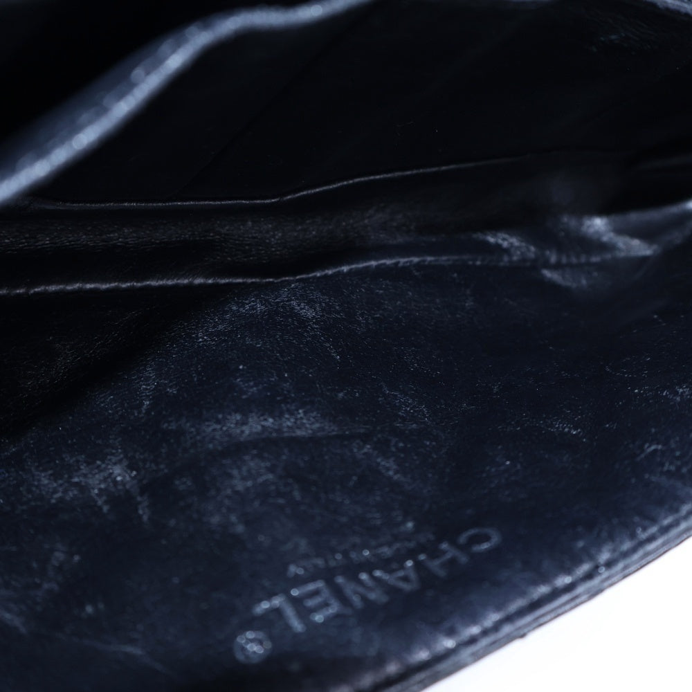 CHANEL(シャネル) マトラッセ24 シングルフラップ ダブルチェーン ショルダーバッグ ブラック パテント シルバー金具