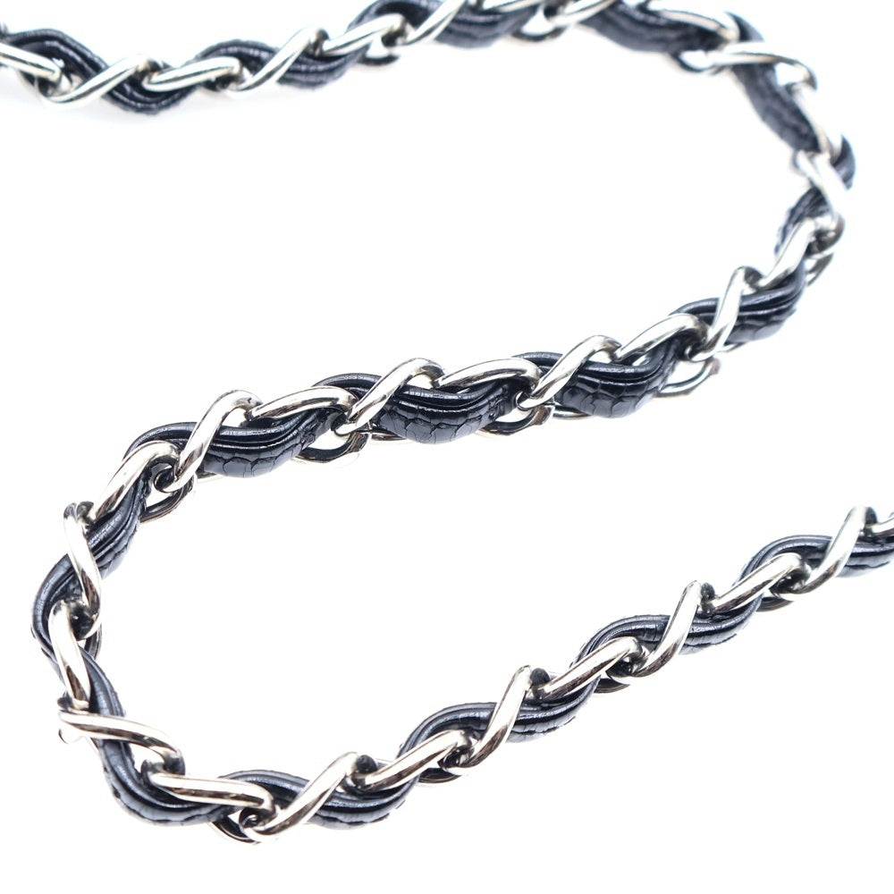 CHANEL(シャネル) マトラッセ24 シングルフラップ ダブルチェーン ショルダーバッグ ブラック パテント シルバー金具