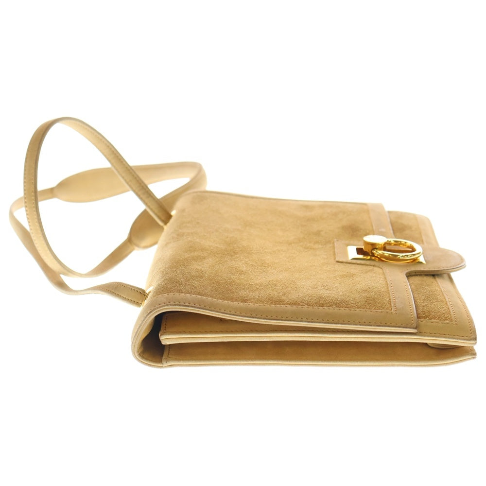 HERMES(エルメス) リングドゥ ドブリス スエードレザー ターンロック ショルダーバッグ ゴールド金具 ベージュ 〇J刻印