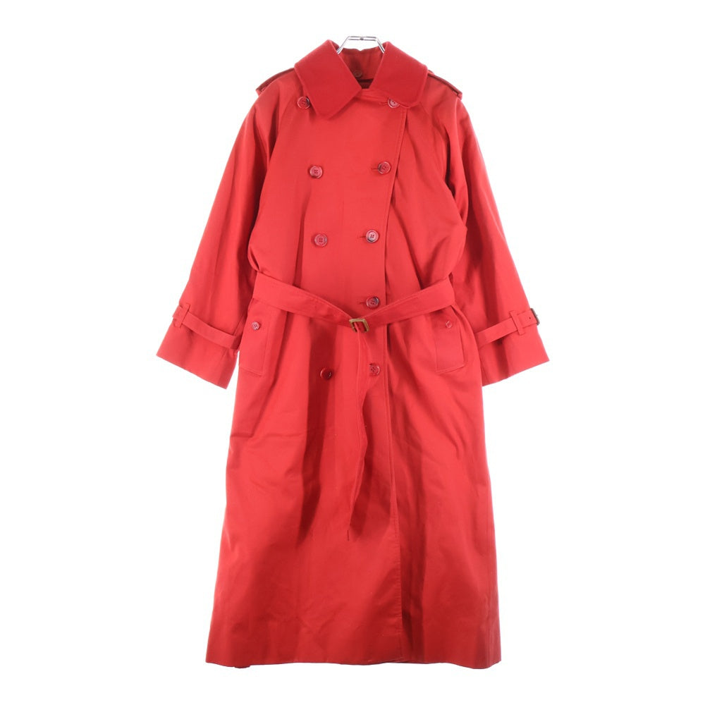 BURBERRY(バーバリー) 裏地ノバチェック総柄 ウールライナー付き コットン ラグランスリーブ トレンチ ロング コート レッド