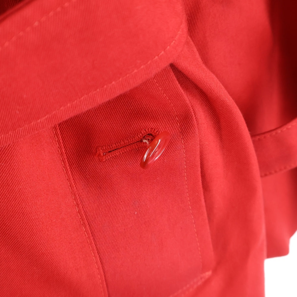 BURBERRY(バーバリー) 裏地ノバチェック総柄 ウールライナー付き コットン ラグランスリーブ トレンチ ロング コート レッド