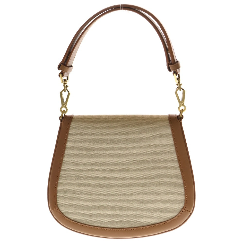 SAINT LAURENT PARIS(サンローランパリ) ミニ ヴォルテール ショルダーバッグ ショルダーポシェット ベージュ×ブラウン キャンバス×レザー ゴールド金具