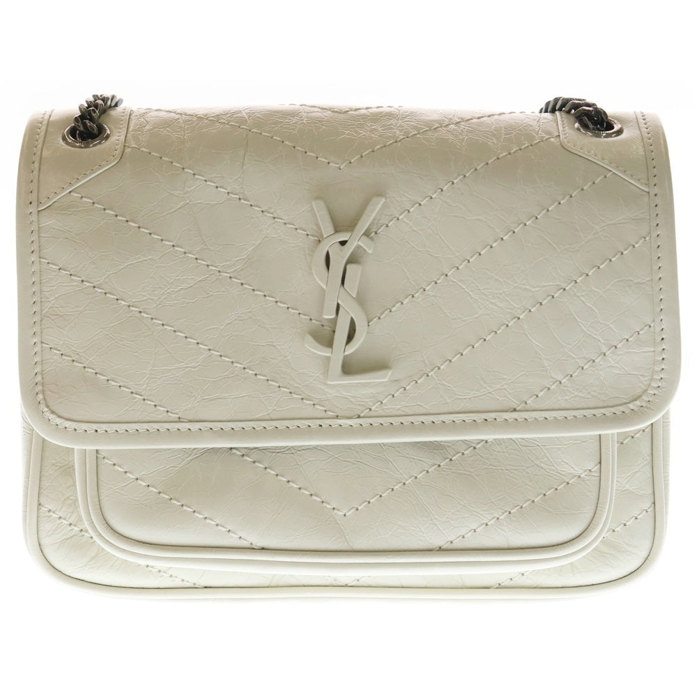 SAINT LAURENT PARIS(サンローランパリ) ニキ ベイビー 2WAYバッグ ハンドバッグ チェーンバッグ ショルダーバッグ アイボリー 633160 シルバー金具