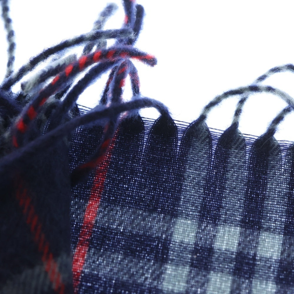 BURBERRY(バーバリー) バーバリーチェックフリンジ付ウールマフラー ブルー