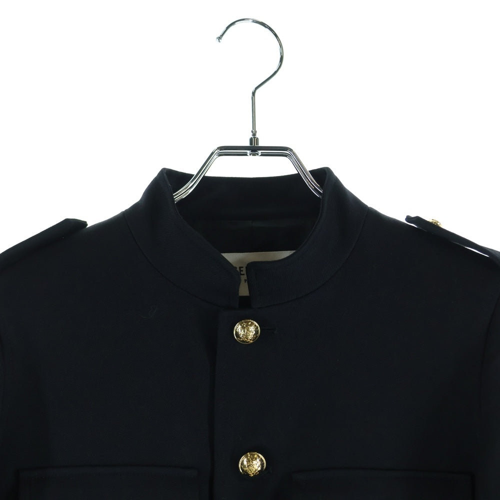 CELINE(セリーヌ) エディ期 ゴールドボタン ウール オフィサー ミリタリージャケット ブラック 2V34G092D.38NO