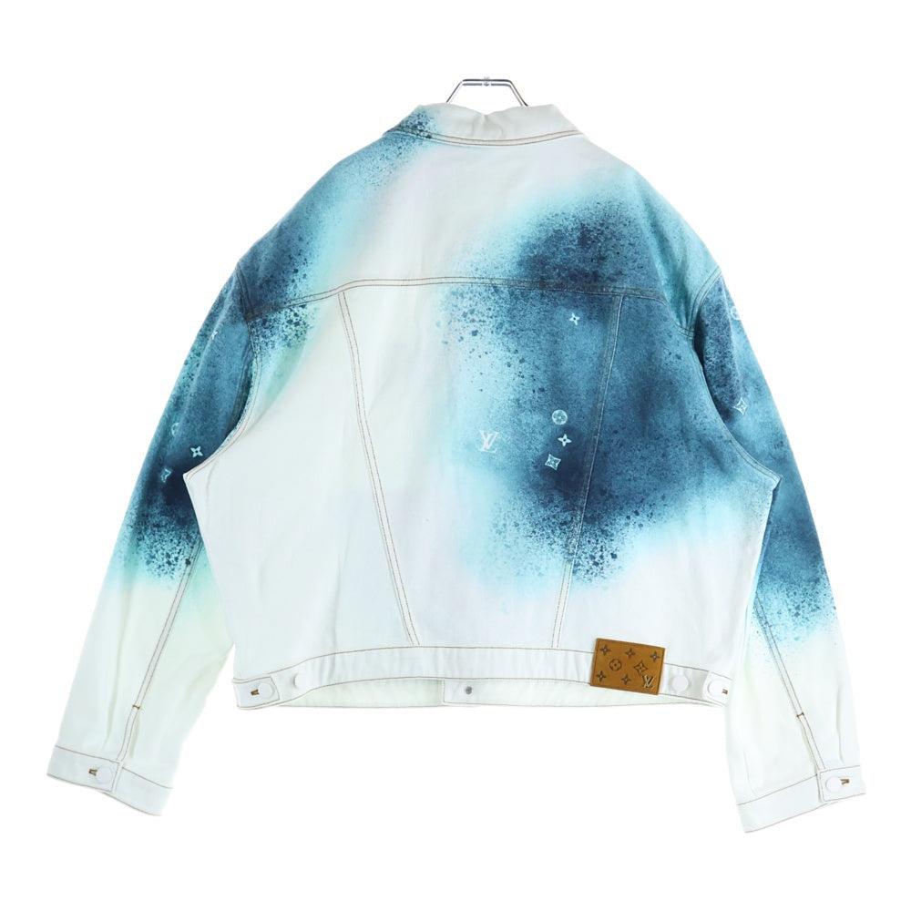 LOUIS VUITTON(ルイヴィトン) 23SS LVスプレー レザーパッチ モノグラム デニム トラッカージャケット ホワイト/ブルー RM231M U14 HOA10W