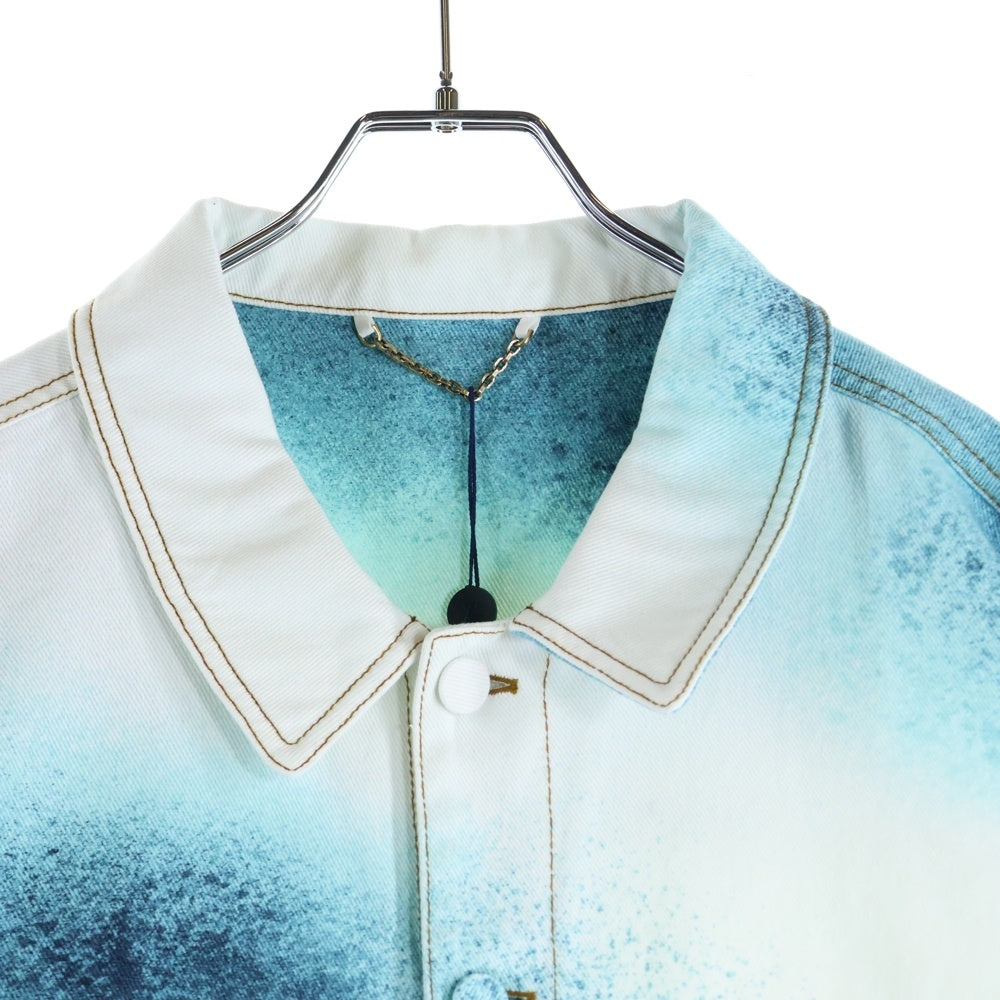 LOUIS VUITTON(ルイヴィトン) 23SS LVスプレー レザーパッチ モノグラム デニム トラッカージャケット ホワイト/ブルー RM231M U14 HOA10W