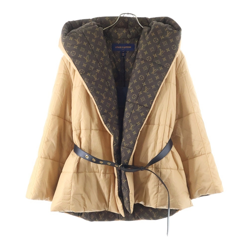 LOUIS VUITTON(ルイヴィトン) ベルト付モノグラムフーデッドダウンジャケット ブルゾン ベージュ/ブラウン RW222W E54 FNOW29 レディース
