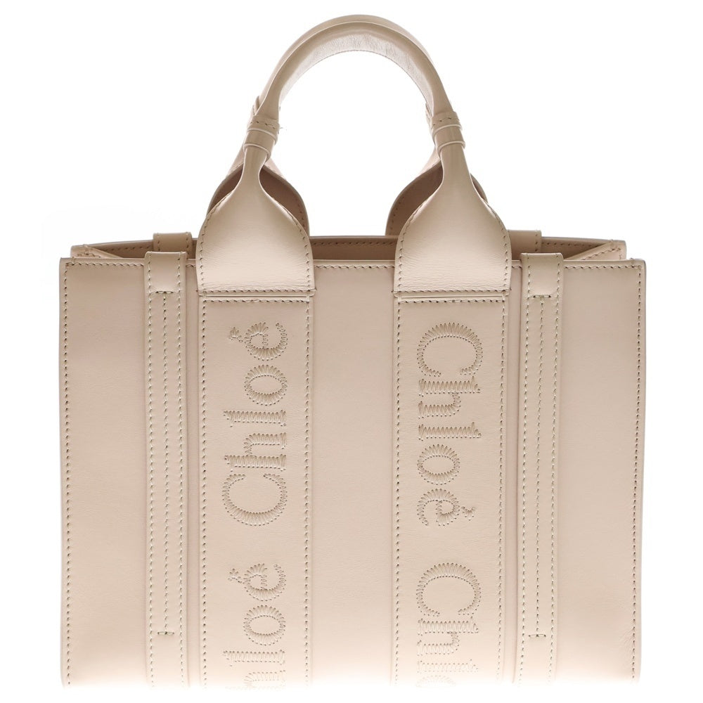 Chloe(クロエ) ウッディ スモール ロゴ刺繍 レザー 2WAY ハンド