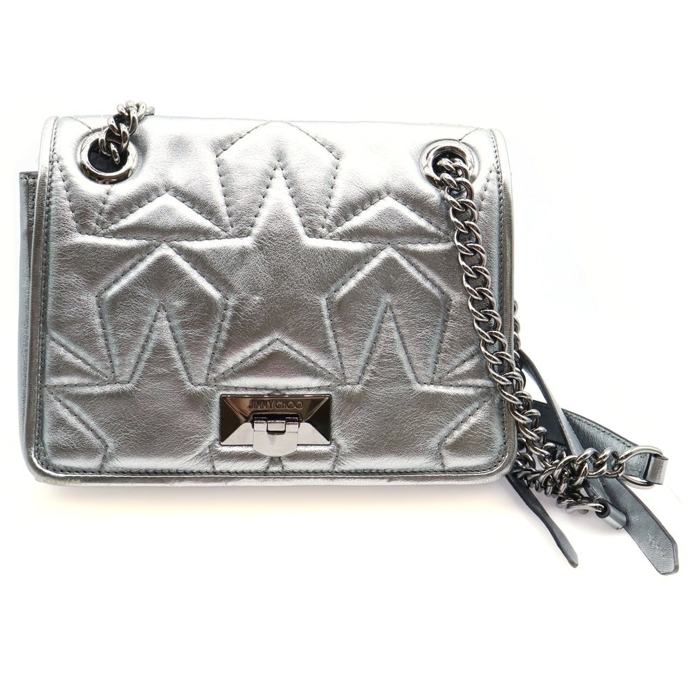 JIMMY CHOO(ジミーチュウ) ヘリア スターキルティング ショルダーバッグ シルバー レザー レディース