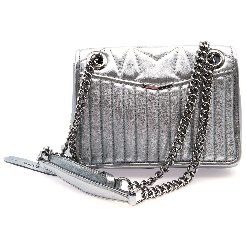 JIMMY CHOO(ジミーチュウ) ヘリア スターキルティング ショルダーバッグ シルバー レザー レディース
