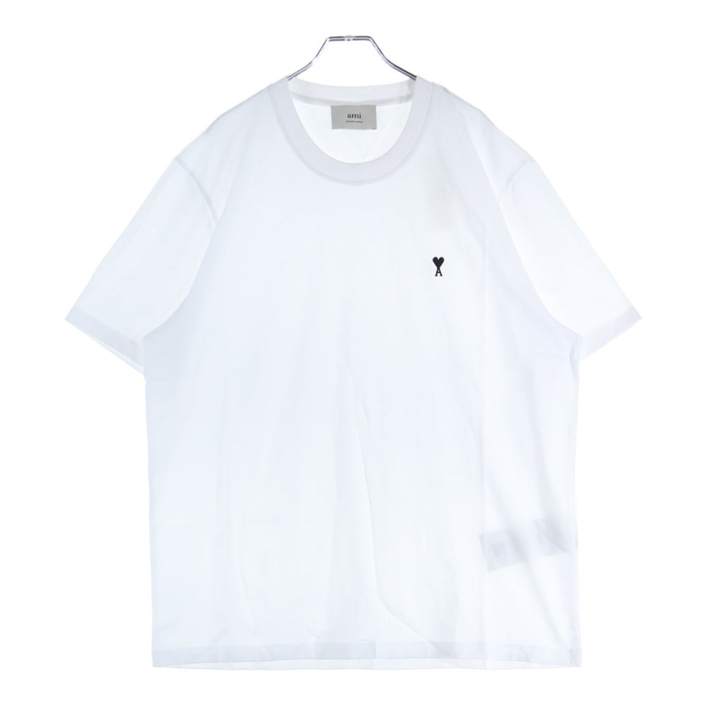 ami(アミ) Ami De Coeur アミ ドゥ クール ハートロゴ刺繍 クルーネック 半袖Tシャツ カットソー ホワイト HTS346.724 レディース