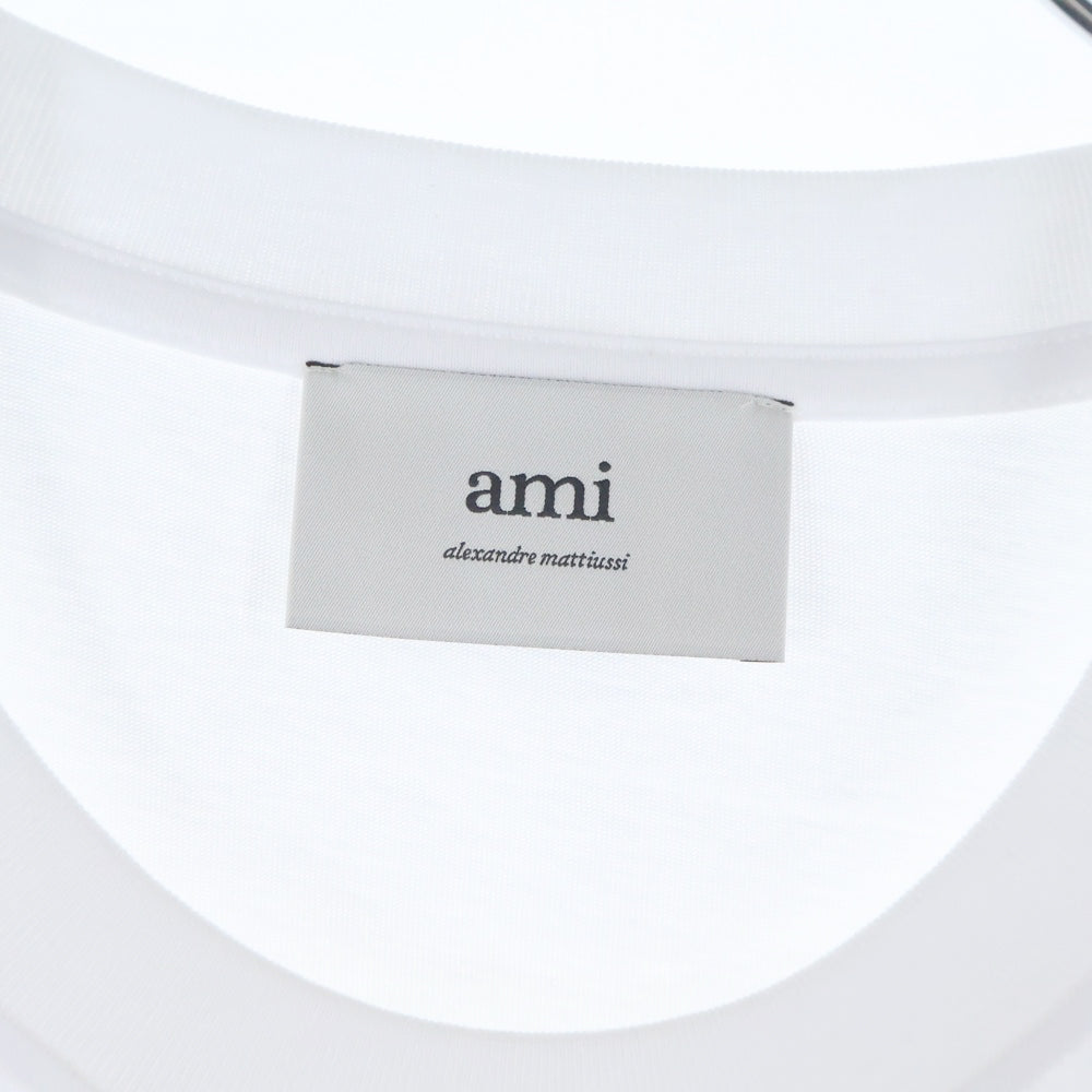 ami(アミ) Ami De Coeur アミ ドゥ クール ハートロゴ刺繍 クルーネック 半袖Tシャツ カットソー ホワイト HTS346.724 レディース