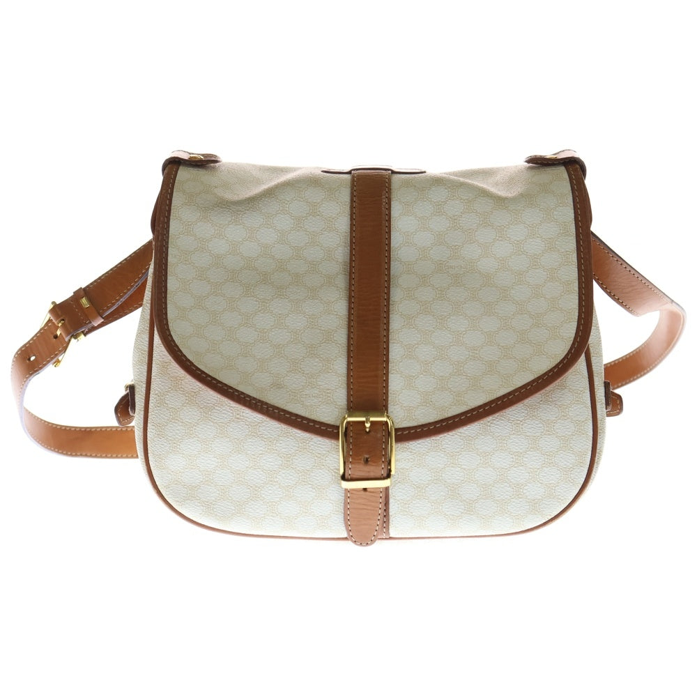 【BIGお買い物ラリー★30%OFFセール中】セリーヌ CELINE ショルダーバッグマカダム ベージュ レッド ゴールド レディース 中古 CELINE(セリーヌ) マカダム ショルダーバッグ ホワイト×ブラウン