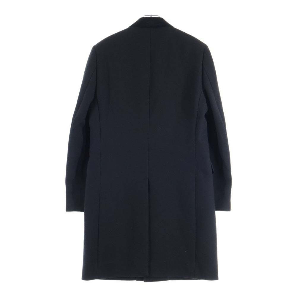 SAINT LAURENT PARIS(サンローランパリ) ベロア切り替え シルク混 ウール 3B テーラードカラー チェスターコート ブラック 440148