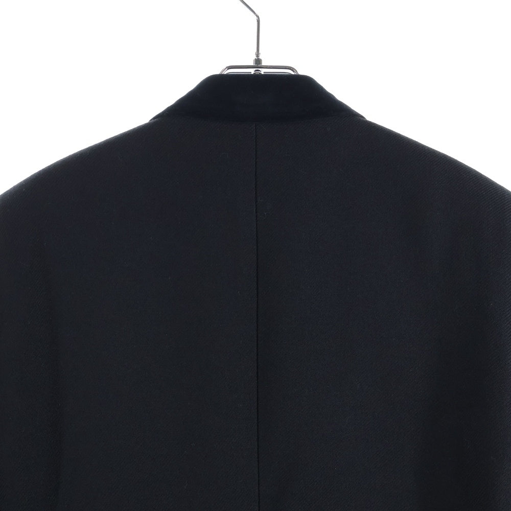 SAINT LAURENT PARIS(サンローランパリ) ベロア切り替え シルク混 ウール 3B テーラードカラー チェスターコート ブラック 440148