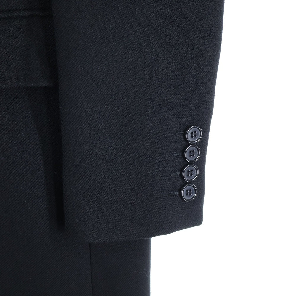 SAINT LAURENT PARIS(サンローランパリ) ベロア切り替え シルク混 ウール 3B テーラードカラー チェスターコート ブラック 440148