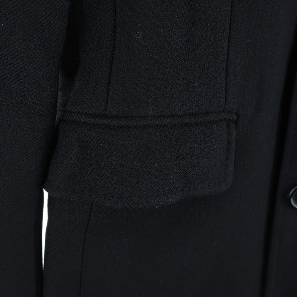 SAINT LAURENT PARIS(サンローランパリ) ベロア切り替え シルク混 ウール 3B テーラードカラー チェスターコート ブラック 440148