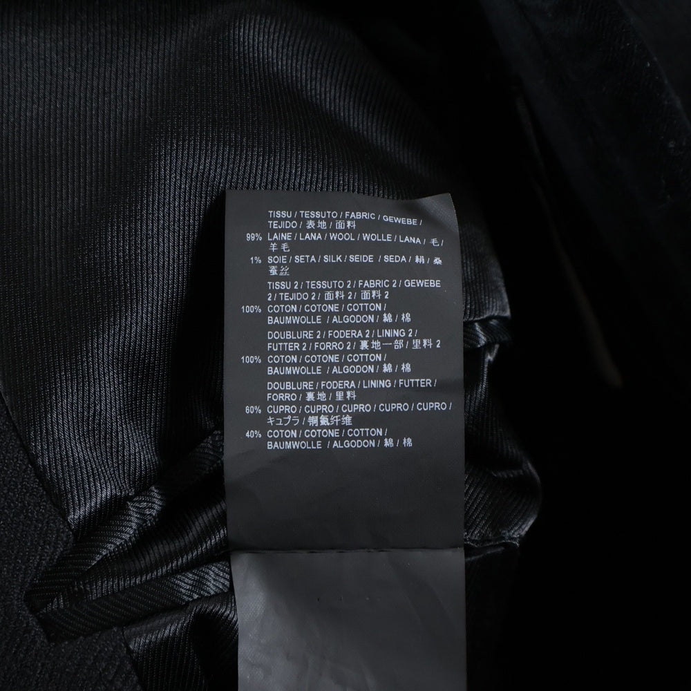 SAINT LAURENT PARIS(サンローランパリ) ベロア切り替え シルク混 ウール 3B テーラードカラー チェスターコート ブラック 440148