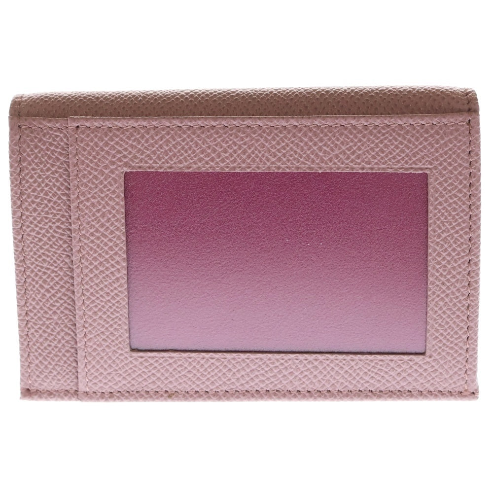 BVLGARI(ブルガリ) カードケース ピンク バイカラー レザー 名刺繍れ レディース