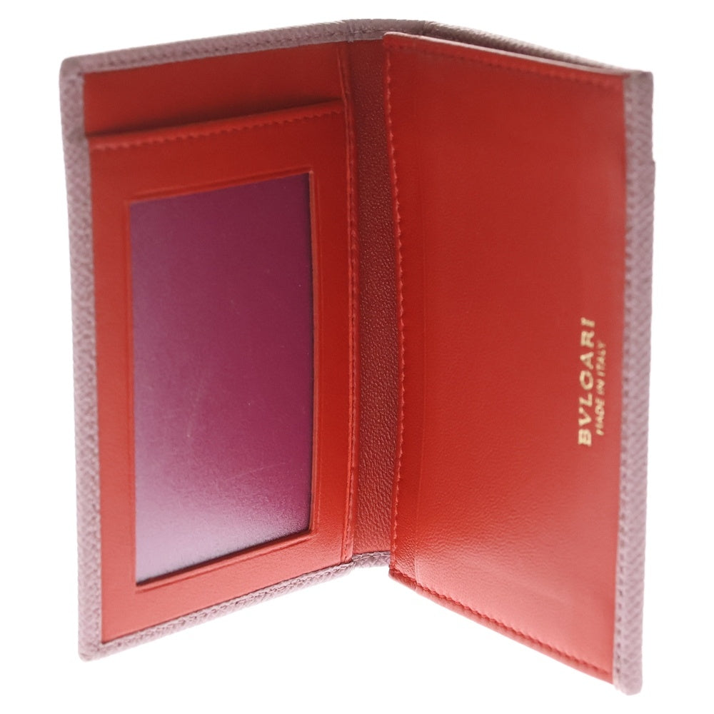 BVLGARI(ブルガリ) カードケース ピンク バイカラー レザー 名刺繍れ レディース