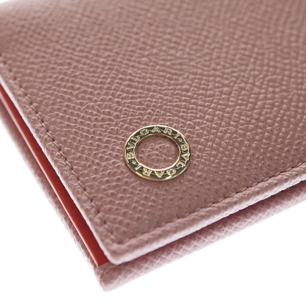 BVLGARI(ブルガリ) カードケース ピンク バイカラー レザー 名刺繍れ レディース